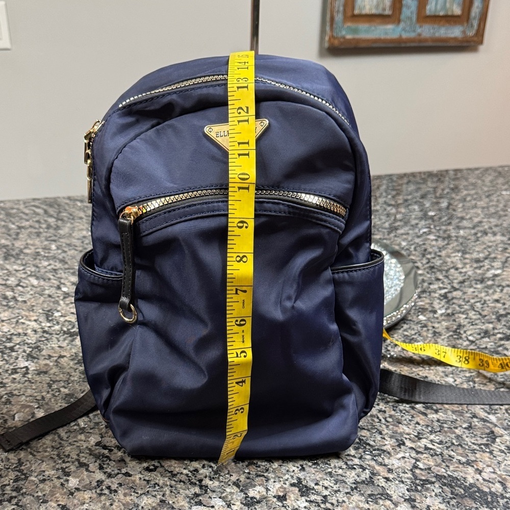 Ellen Tracy Navy Nylon Backpack with Gold Hardware EUC - Picture 12 of 17